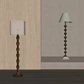 Modern Elegant Floor Lamps With Geometric Wooden Poles And White Shades