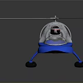 Modern Rotorcraft Model With Blue Base Silver Body Rotor Design And Transparent Cockpit