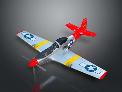 Silver Model Airplane With Red Yellow Accents Blue Star Emblems And 88-43 Fuselage Number 3d model