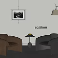 Modern Poliform Interior With Brown Black Armchairs And Small Round Table 3d model
