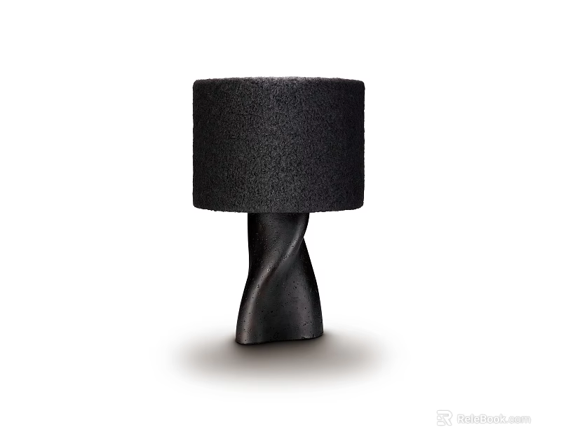 Stylish Black Table Lamp With Fabric Shade And Unique Twisted Base Design 3d model 