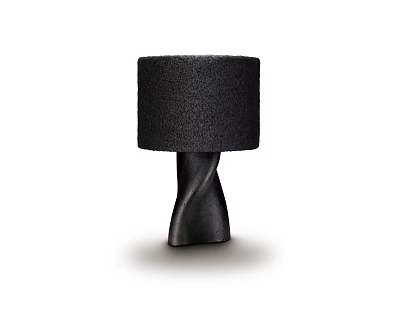 Stylish Black Table Lamp With Fabric Shade And Unique Twisted Base Design 3d model