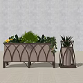 Decorative Flower Planters With Metal Diamond Pattern Frame Filled Green Leaves And Yellow Flowers