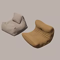 Light Colored and Orange Bean Bag Chairs in Modern Room with Smooth Floor