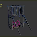 Wooden Support Structure With Ladder And Double Platforms Sturdy Design 3d model