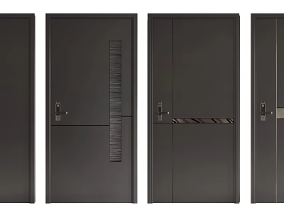 Modern Security Doors With Black Design Sleek Panels And Secure Metal Handles 3d model