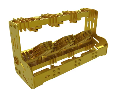 Golden Mechanical Frame With Intricate Industrial Design And Components 3d model