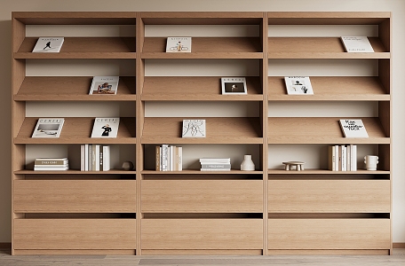 Modern Solid Wood Bookcase 3d model