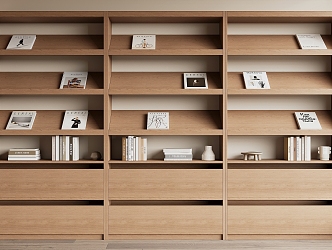 Modern Solid Wood Bookcase 3d model