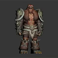 Mythical Warrior Character With Horned Creature Features Armored Body Tribal Markings And Clawed Feet