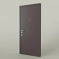 Modern Dark Brown Swing Doors With Grid Pattern And Metal Handle 3d model