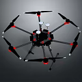 Black And Red Multi Rotor Drone Design With Propellers And Landing Gear