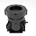 Black Industrial Equipment Mechanical Component With Circular Structure And Mounting Bracket 3d model