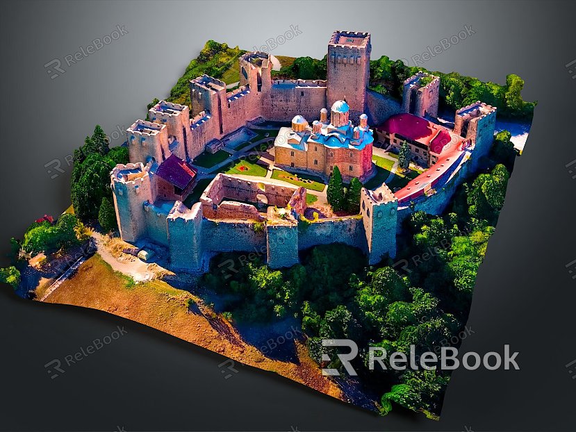 Modern Castle Cartoon Castle Animation Castle Fortress model