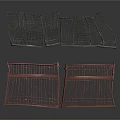 Three Red And Gray Metal Mesh Equipment Frames With Durable Structure