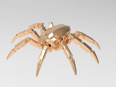 Golden Spider Shaped Metallic Decorative Ornament Set For Modern Home Decor 3d model