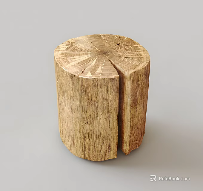 Arbor Tree Stump With Round Cross Section Natural Texture And Annual Rings For Home Decor 3d model 