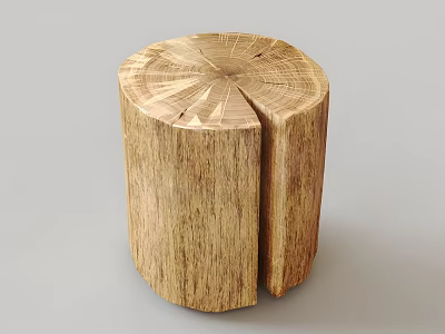 Arbor Tree Stump With Round Cross Section Natural Texture And Annual Rings For Home Decor 3d model