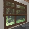Bamboo Window Blinds in Bright Room With Garden View And Green Plants