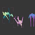 White Mechanical Humanoid Figures in Different Action Poses on Black Background