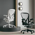 Two Modern White And Black Mesh Office Chairs With Ergonomic Design In Contemporary Interior