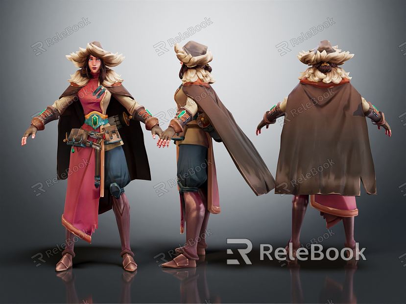 Modern Game Character Huntress Cartoon Woman model