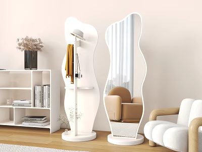 Unique Wavy Full Length Mirrors In Cozy Living Room Decor 3d model