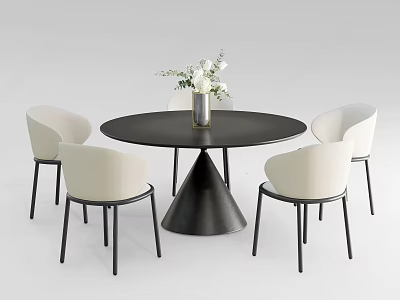 Desalt Dining Table and Chair Combination Vase Floral Flower Ornaments 3d model