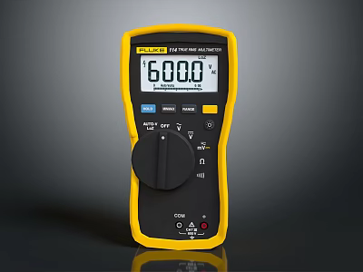 Fluke Digital Multimeter With 6000 Count Display And Yellow Black Casing 3d model