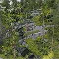 Park Landscape With Lush Pines Green Lawns Winding Pathways Colorful Flower Beds And Serene Seating