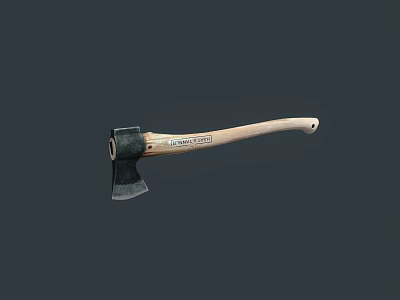Premium Steel Axe with Comfortable Wooden Handle for Durable Home Hardware Tools 3d model