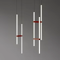 Modern Linear Chandeliers With Vertical Light Tubes And Red Accents Design 3d model