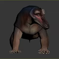 Game Movie Character 3D Rendered Creature With Blue Red Body Bulky Build And Crested Head