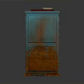 Rustic Blue And Brown Chest Of Drawers With Books On Top And Metal Handles