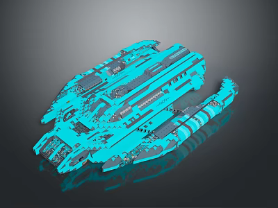 Blue Futuristic Spaceship 3D Model Featuring Detailed Mechanical Structure And Armored Sci Fi Design 3d model