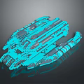 Blue Futuristic Spaceship 3D Model Featuring Detailed Mechanical Structure And Armored Sci Fi Design
