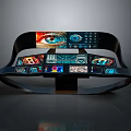 Futuristic Curved Console Dashboard With Colorful Digital Displays And Interactive Control Interface 3d model