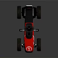 Red Kids Go Kart With Flame Design Black Seat And White Wheels