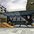 Detailed CF Game Scene With Military Style Buildings Flags And Crates