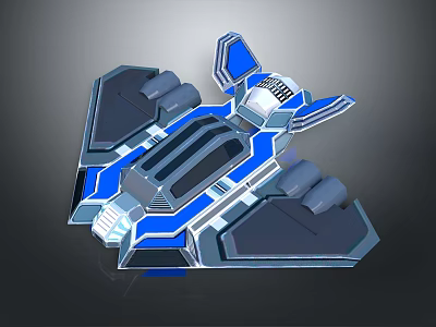 Sci Fi Fighter Jet With Blue And Gray Design 3d model