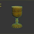 Elegant Golden Cup With Intricate Decorative Patterns And Sturdy Base Design 3d model
