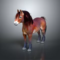 Realistic Brown Pony With Dark Mane Standing On Grey Background