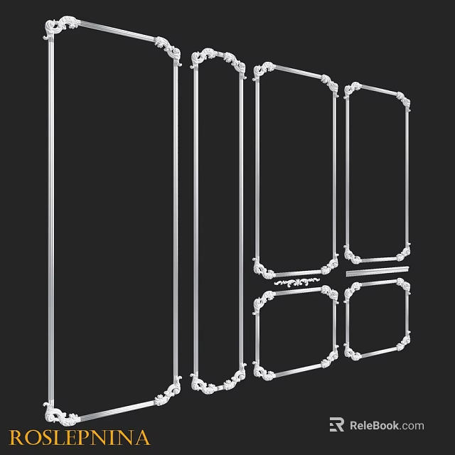Ornate Decorative Components With Intricate Patterns And Multiple Frame Designs 3d model 