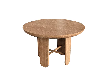 Round Wooden Coffee Table With Crossed Legs And Natural Wood Design 3d model