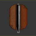 Weapon Knife With Red Wooden Handle Silver Sharp Blade And Metal Rivets