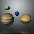 Solar System Planets Including Striped Jupiter Ringed Saturn Blue Green Celestial Bodies And Small Asteroids