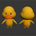 Adorable Yellow Duck Plush Dolls Showing Front And Back Views 3d model