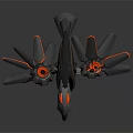 Modern Black and Red Mechanical Bird Design with Multiple Wings and Glowing Red Accents