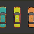 Colorful Toy Taxi Models In Various Colors With Roof Signs On Black Background