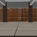 Construction Site Interior Featuring Metal Frames Support Structures And Windows With Green View